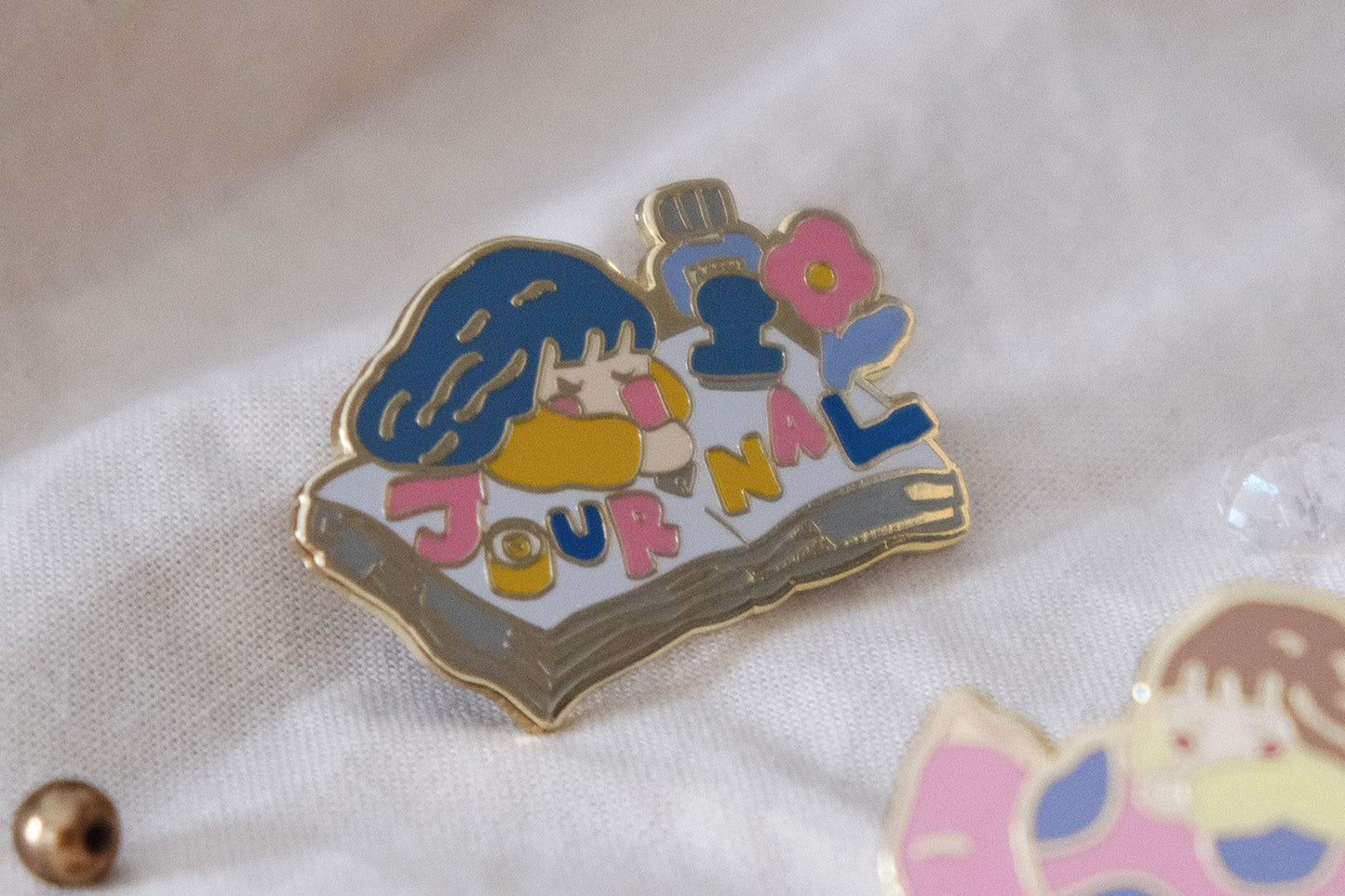 Enamel Pin: My World on Paper | Journaling Girl