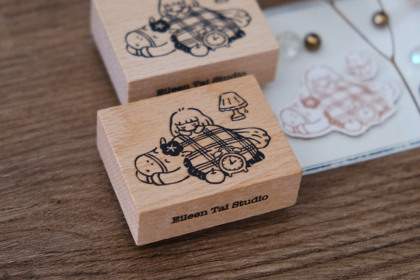 {Sleepy Horse & Girl} Rubber Stamp