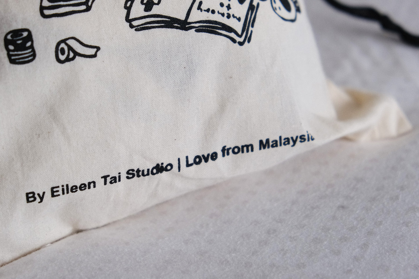 Drawstring Pouch: My Tiny World Inside (Black)