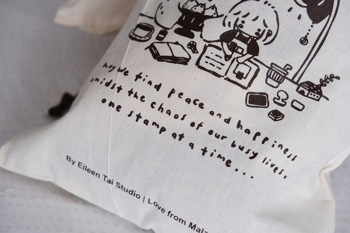 Drawstring Pouch: One Stamp at A Time (Brown)