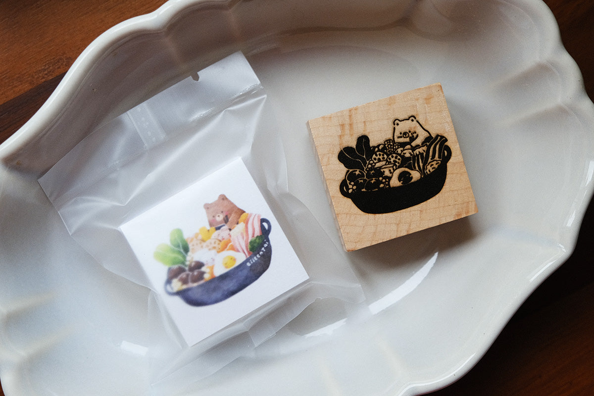 Hotpot Bear Rubber Stamp