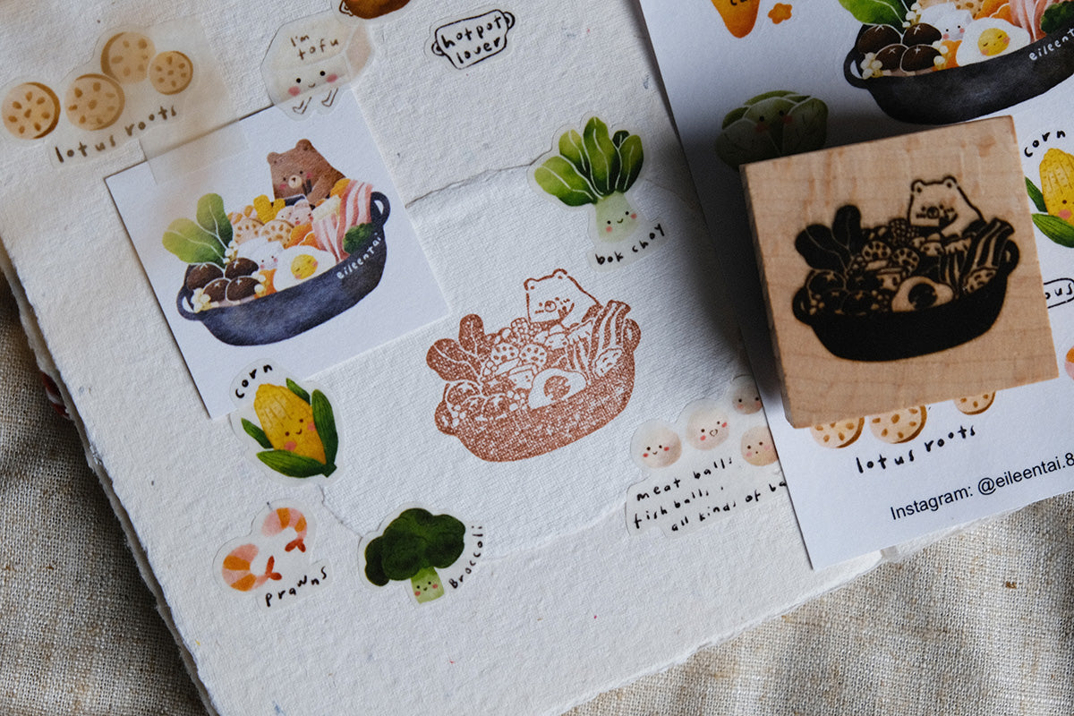 Hotpot Bear Rubber Stamp