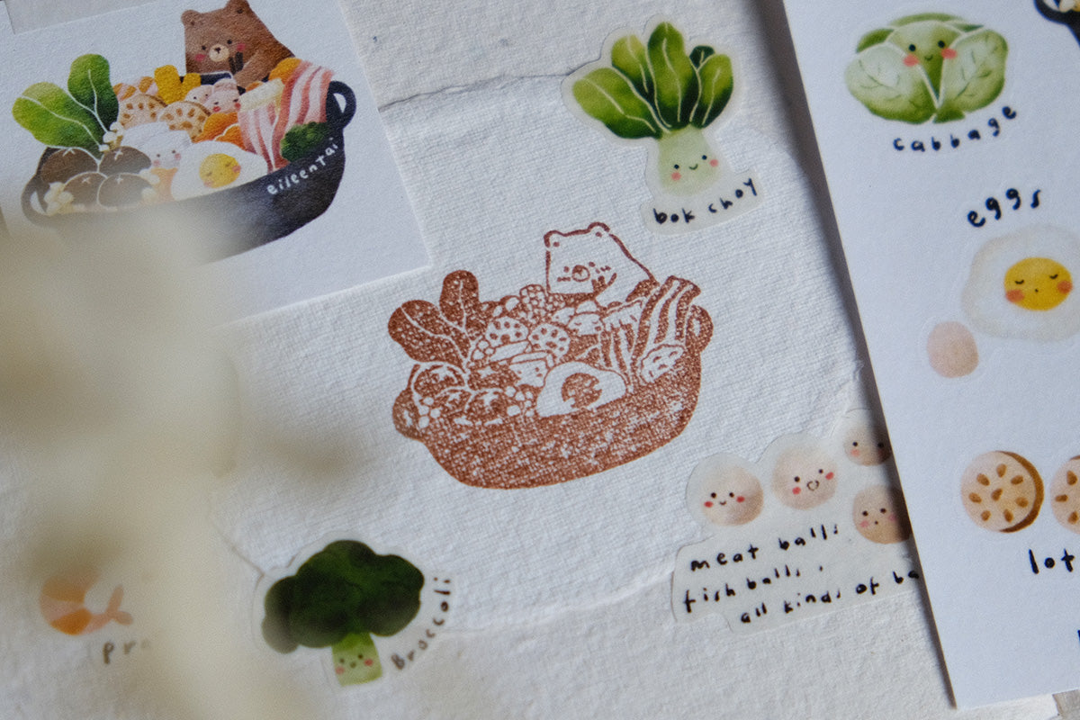 Hotpot Bear Rubber Stamp