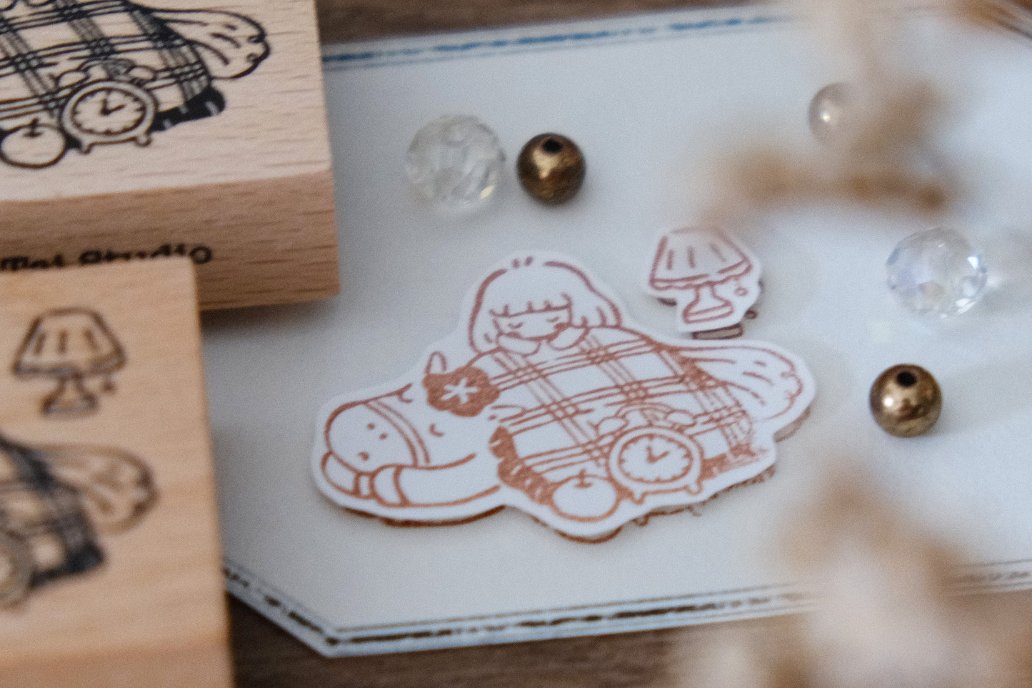 {Sleepy Horse & Girl} Rubber Stamp