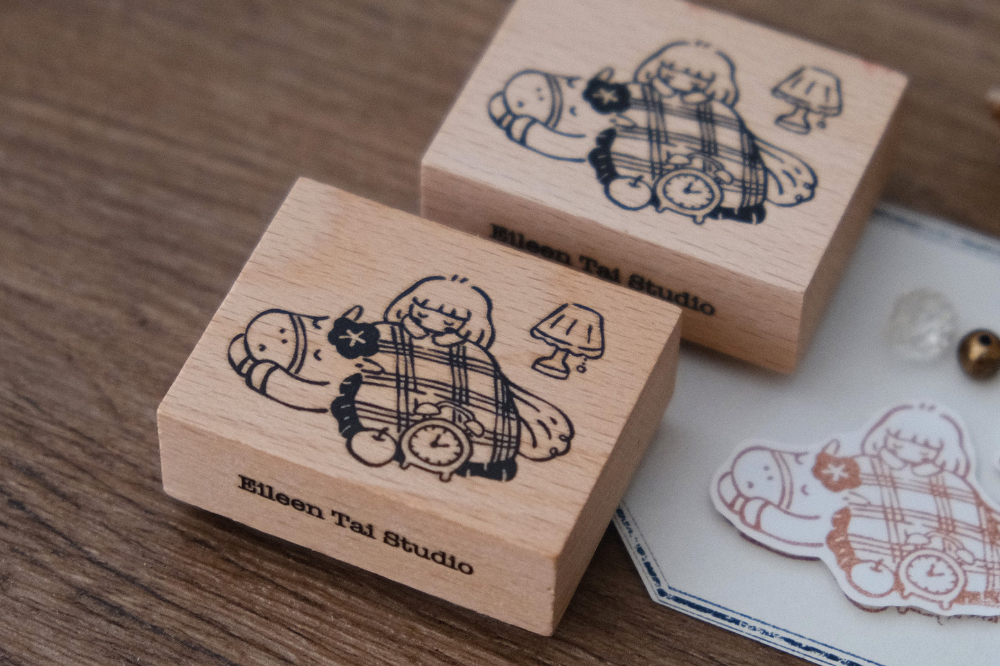 {Sleepy Horse & Girl} Rubber Stamp